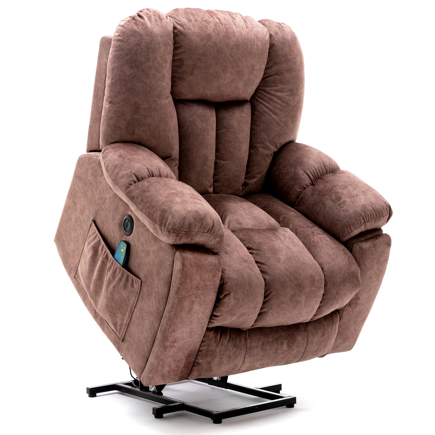 Power Massage Lift Recliner Chair with Heat & Vibration for Elderly, Heavy Duty and Safety Motion Reclining Mechanism - Antiskid Fabric Sofa Contempoary Overstuffed Design