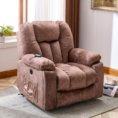 Power Massage Lift Recliner Chair with Heat & Vibration for Elderly, Heavy Duty and Safety Motion Reclining Mechanism - Antiskid Fabric Sofa Contempoary Overstuffed Design