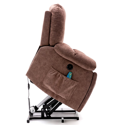 Power Massage Lift Recliner Chair with Heat & Vibration for Elderly, Heavy Duty and Safety Motion Reclining Mechanism - Antiskid Fabric Sofa Contempoary Overstuffed Design