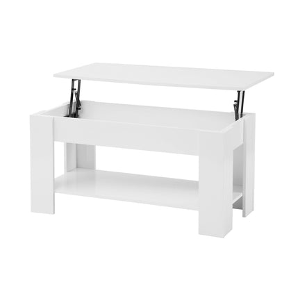 Lift up Top Coffee Table with storage and shelf living room(White)