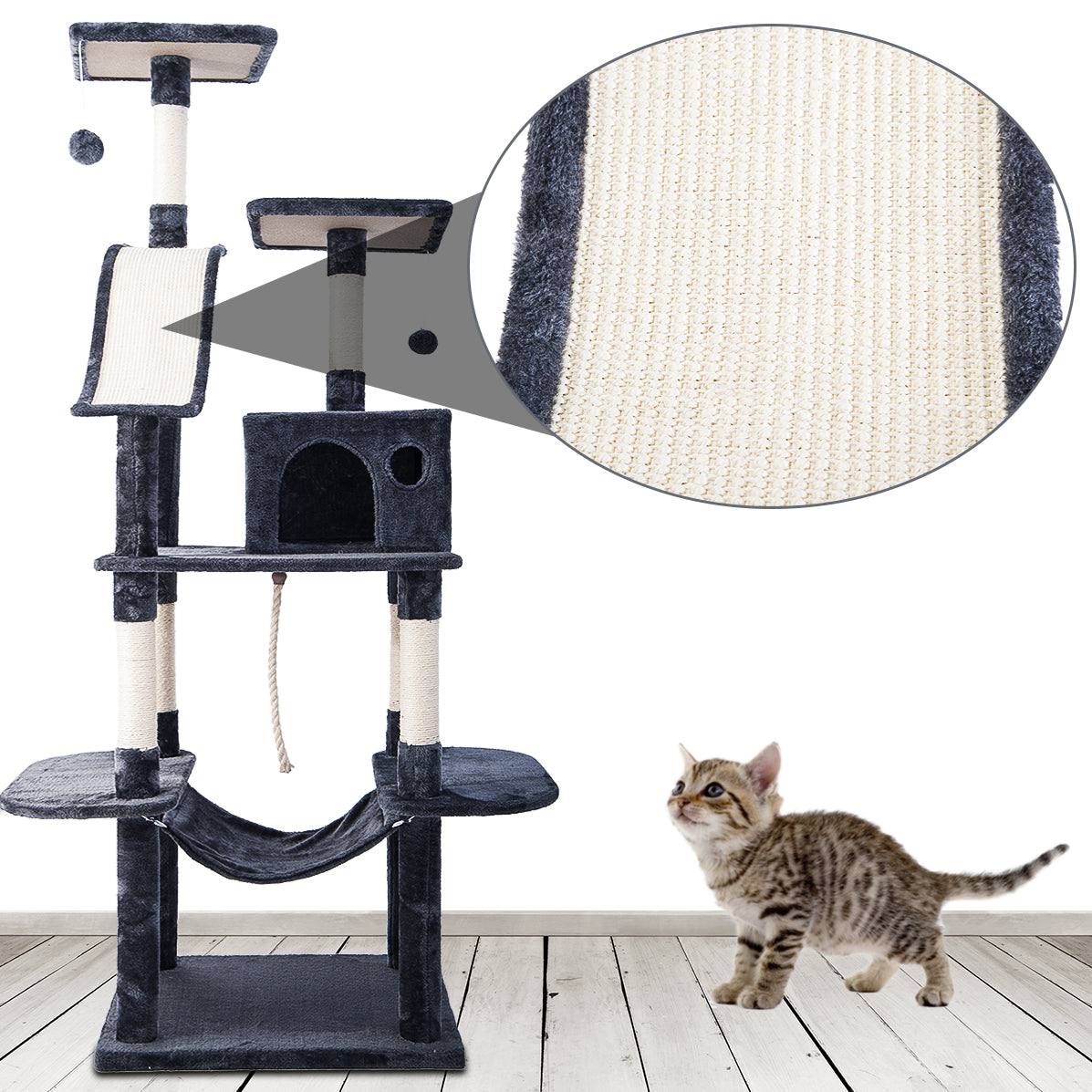 Cat Kitten Tree Cat Climbing Scratching Post Cat Scratcher Activity Centre 170cm