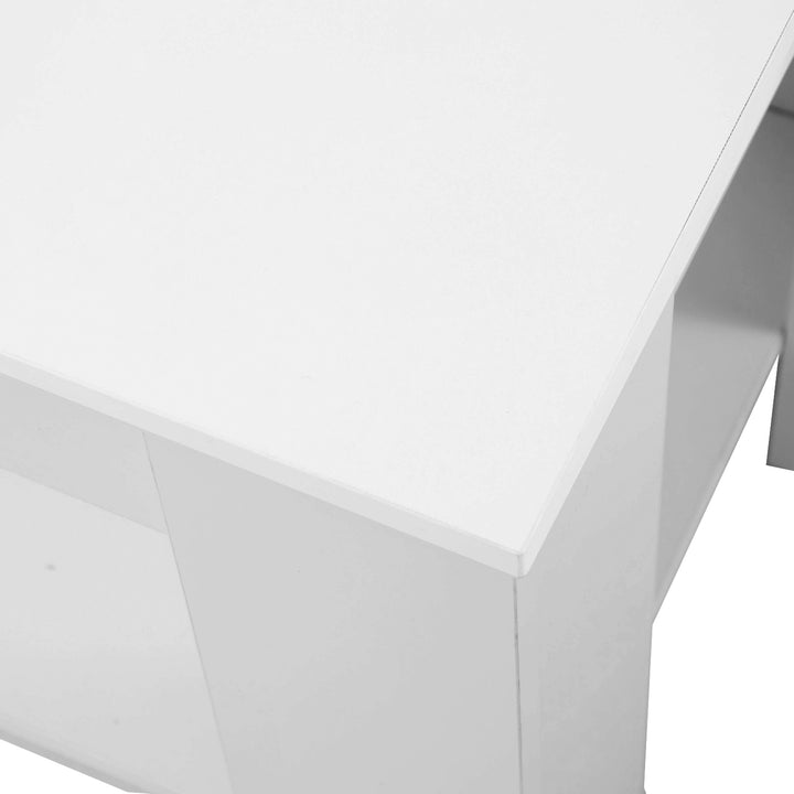 Lift up Top Coffee Table with storage and shelf living room(White)