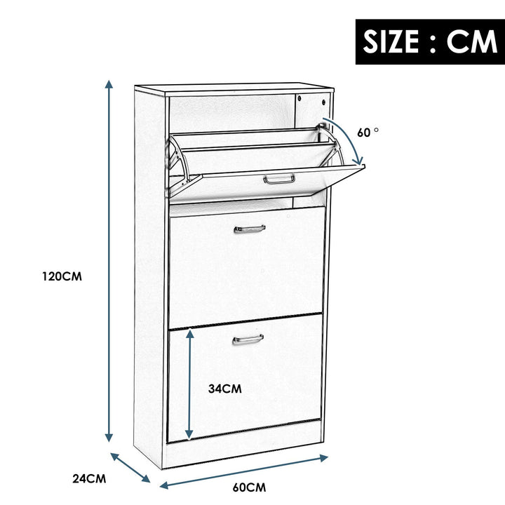 3-Drawer Wooden Shoe Storage Cabinet Cupboard Shoe Storage Organiser Unit Pull Down Wooden Furniture Wood Unit