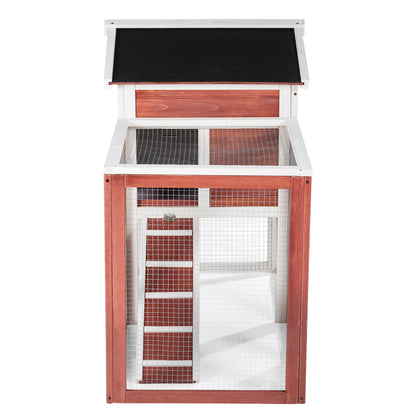 PURLOVE Rabbit Bunny Hutch Cage House Guinea Pig Hutch Hide/Run with Linoleum Roof 2-Tier