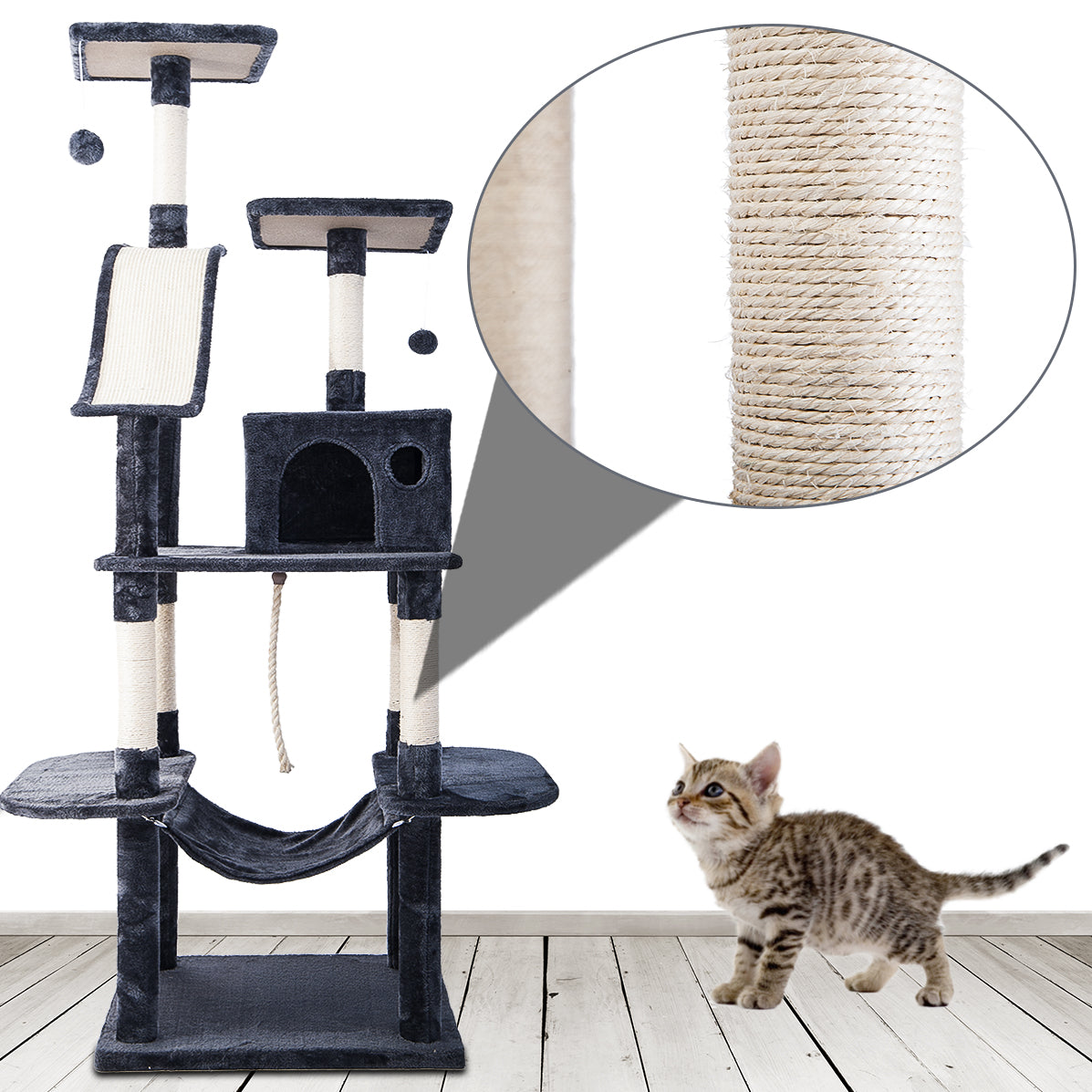 Cat Kitten Tree Cat Climbing Scratching Post Cat Scratcher Activity Centre 170cm