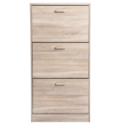 3-Drawer Wooden Shoe Storage Cabinet Cupboard Shoe Storage Organiser Unit Pull Down Wooden Furniture Wood Unit