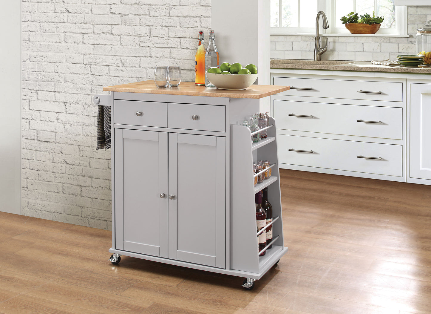 Tullarick Kitchen Cart, Natural & Gray 98310