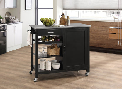 Ottawa Kitchen Cart, Stainless Steel & Black 98317