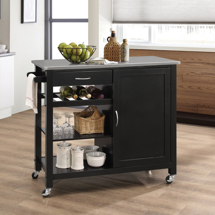 Ottawa Kitchen Cart, Stainless Steel & Black 98317