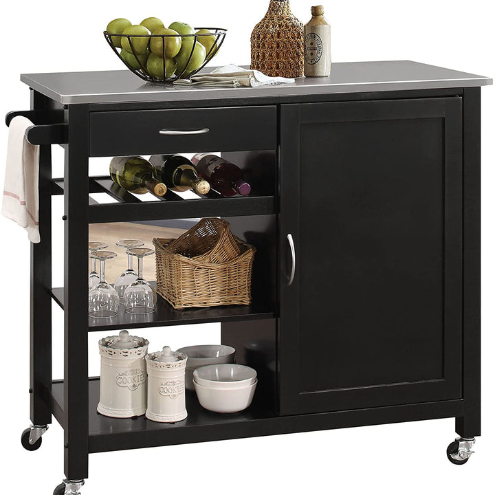 Ottawa Kitchen Cart, Stainless Steel & Black 98317