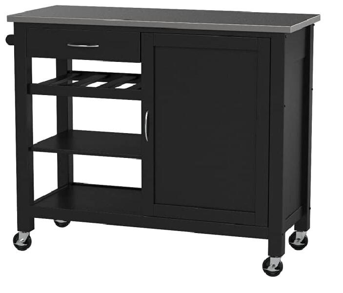 Ottawa Kitchen Cart, Stainless Steel & Black 98317