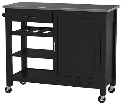 Ottawa Kitchen Cart, Stainless Steel & Black 98317