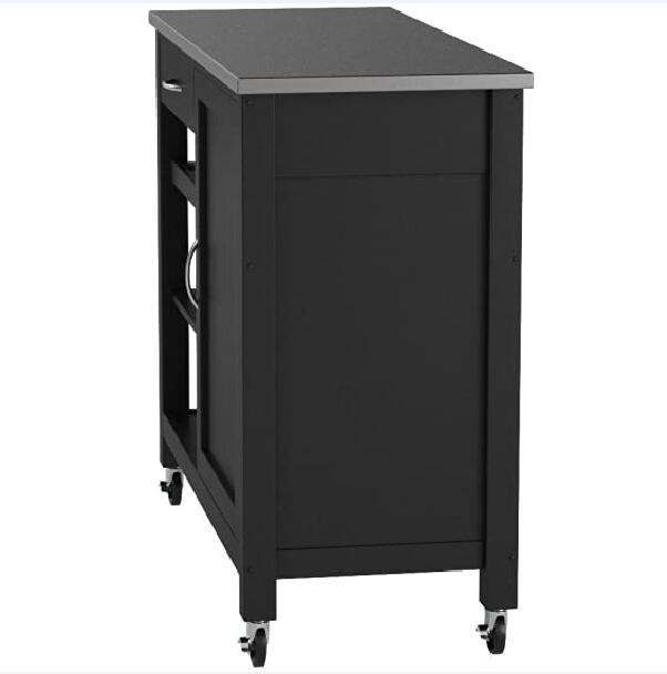 Ottawa Kitchen Cart, Stainless Steel & Black 98317