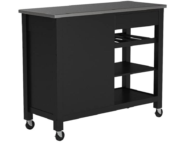 Ottawa Kitchen Cart, Stainless Steel & Black 98317