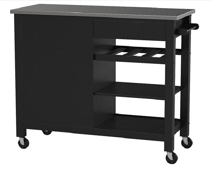Ottawa Kitchen Cart, Stainless Steel & Black 98317