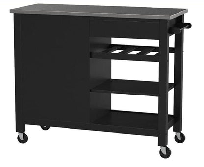 Ottawa Kitchen Cart, Stainless Steel & Black 98317