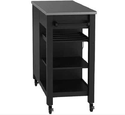 Ottawa Kitchen Cart, Stainless Steel & Black 98317
