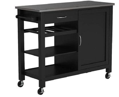 Ottawa Kitchen Cart, Stainless Steel & Black 98317