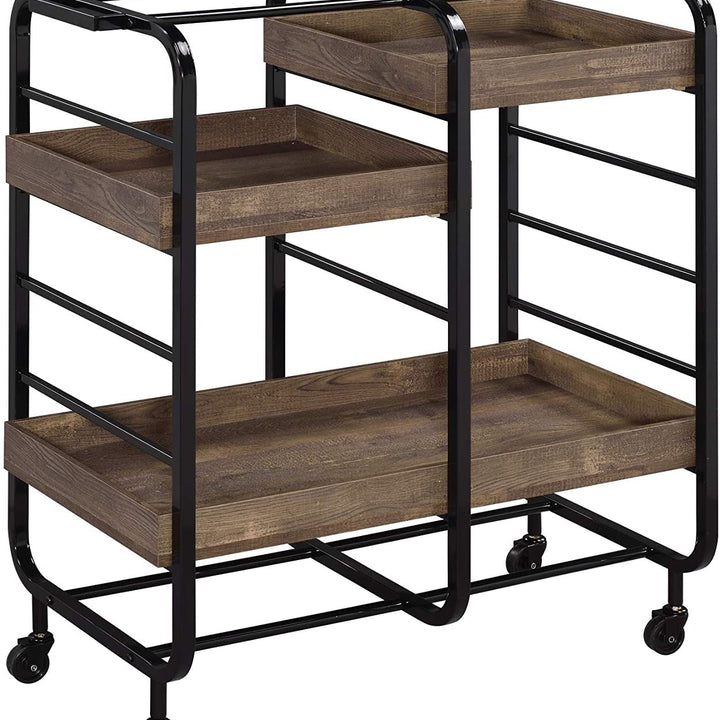 Vorrik Serving Cart, Black & Walnut 98410