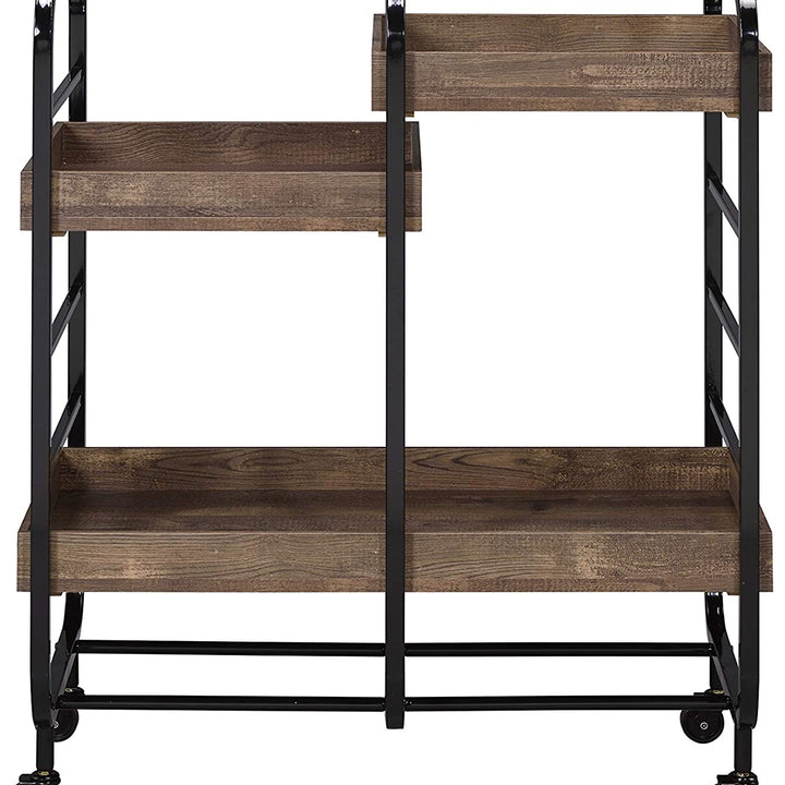 Vorrik Serving Cart, Black & Walnut 98410