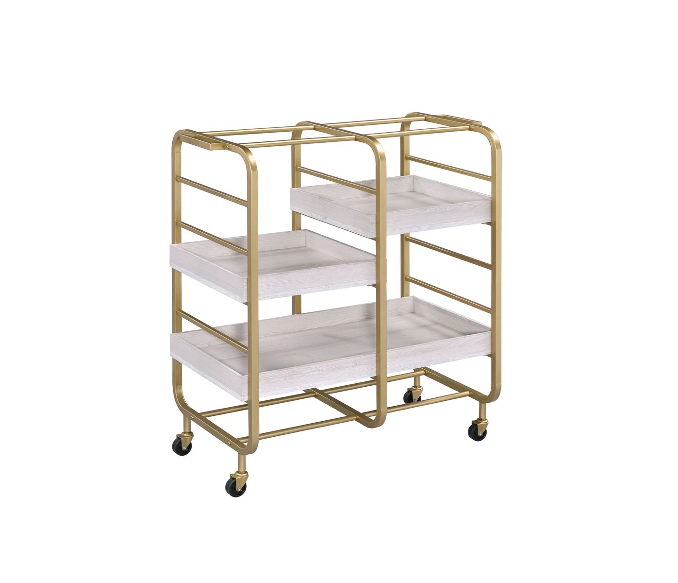 Vorrik Serving Cart, Gold & White-Washed 98412