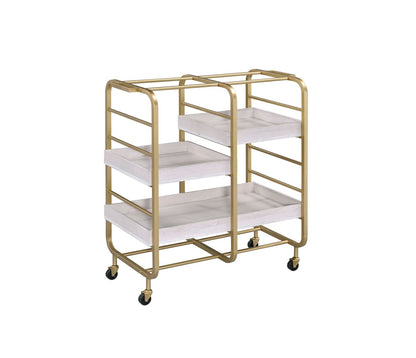 Vorrik Serving Cart, Gold & White-Washed 98412