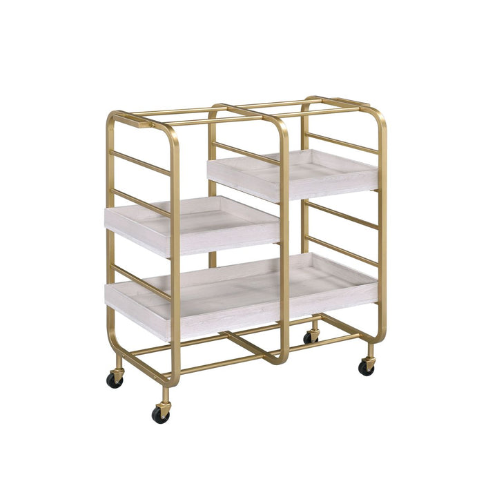 Vorrik Serving Cart, Gold & White-Washed 98412
