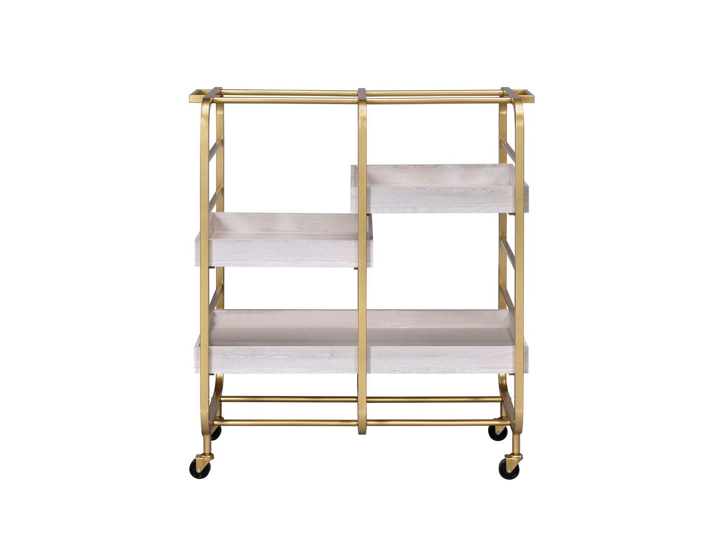 Vorrik Serving Cart, Gold & White-Washed 98412