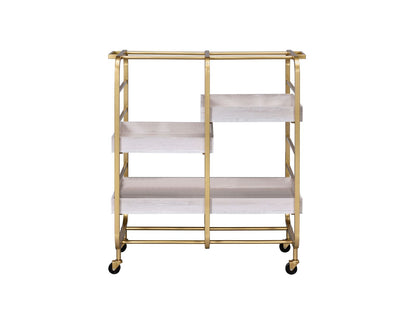 Vorrik Serving Cart, Gold & White-Washed 98412