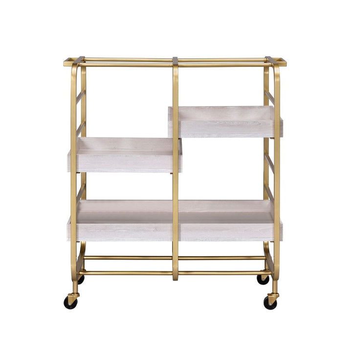 Vorrik Serving Cart, Gold & White-Washed 98412