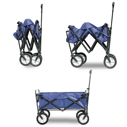 Garden Cart Foldable Pull Wagon Hand Cart Garden Transport Cart Collapsible Portable Folding Cart (Blue)