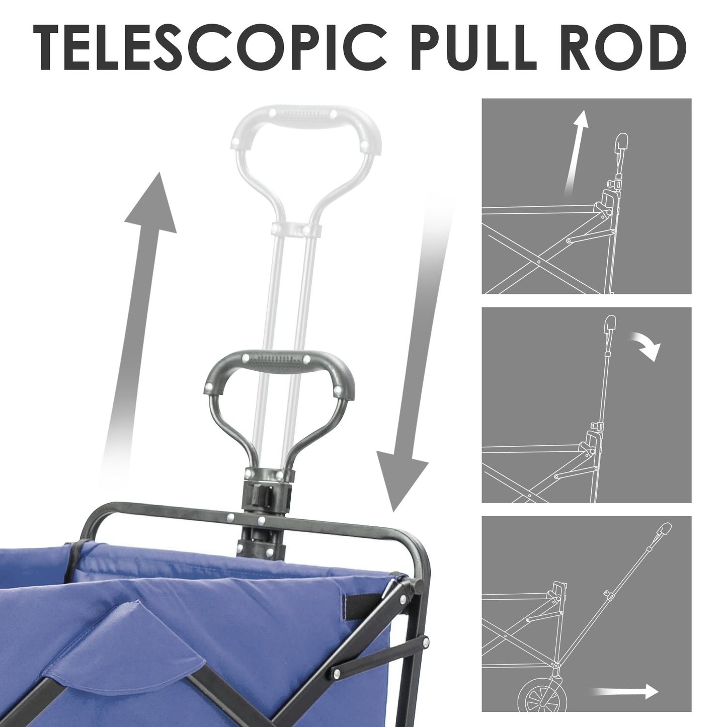 Garden Cart Foldable Pull Wagon Hand Cart Garden Transport Cart Collapsible Portable Folding Cart (Blue)