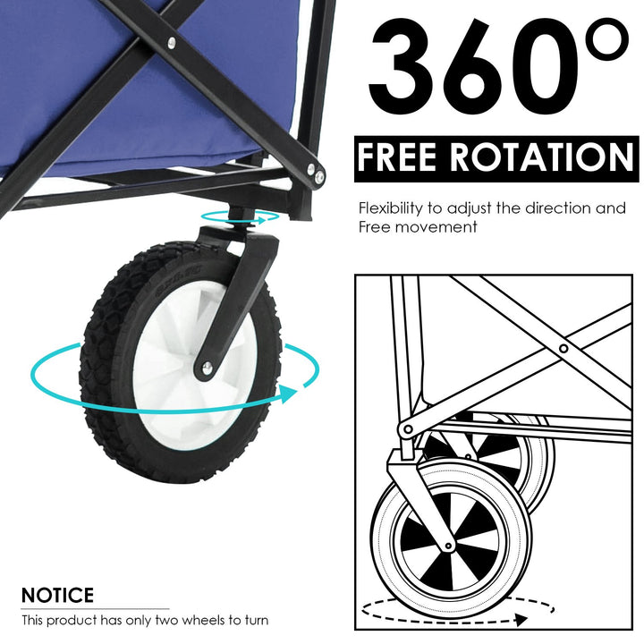 Garden Cart Foldable Pull Wagon Hand Cart Garden Transport Cart Collapsible Portable Folding Cart (Blue)