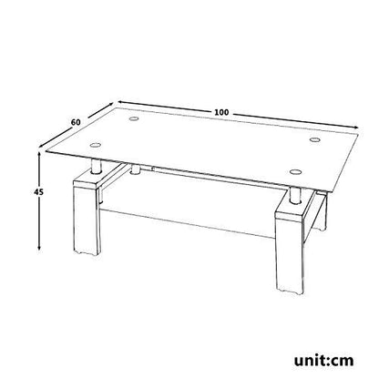 Leisure Zone ® Glass living Room Coffee Table Black Modern Rectangle With Lower Shelf (Black-100CM)