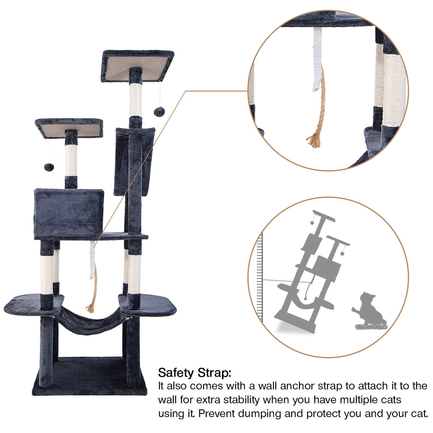 Cat Kitten Tree Cat Climbing Scratching Post Cat Scratcher Activity Centre 170cm