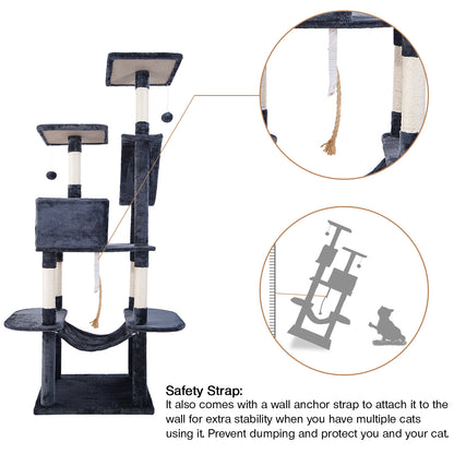 Cat Kitten Tree Cat Climbing Scratching Post Cat Scratcher Activity Centre 170cm